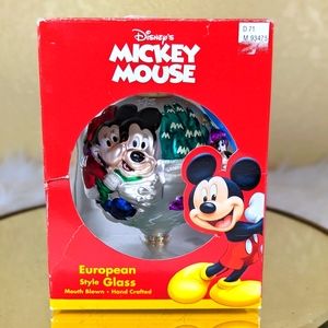 Vintage Disney Mickey Mouse Goofy Hand Blown Glass Christmas Tree Ornament 3 in